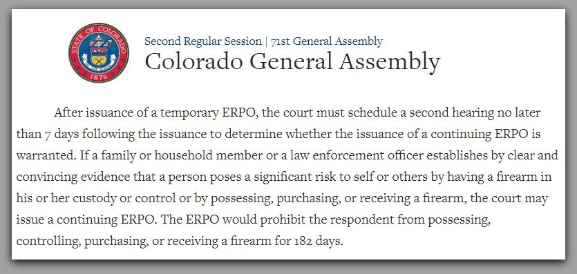 Red Flag Bill Emergency Risk Protection Order ERPO Colorado Gun Confiscation Colorado Rally for our Rights